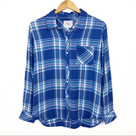Rails Tops - RAILS Plaid Button Down Periwinkle Blue S